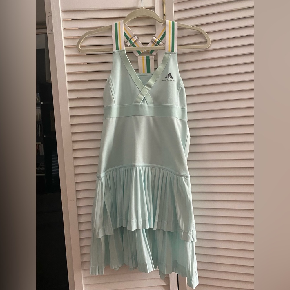 adidas by Stella McCartney Barricade Aqua Pleated Tennis Dress Medium NWT